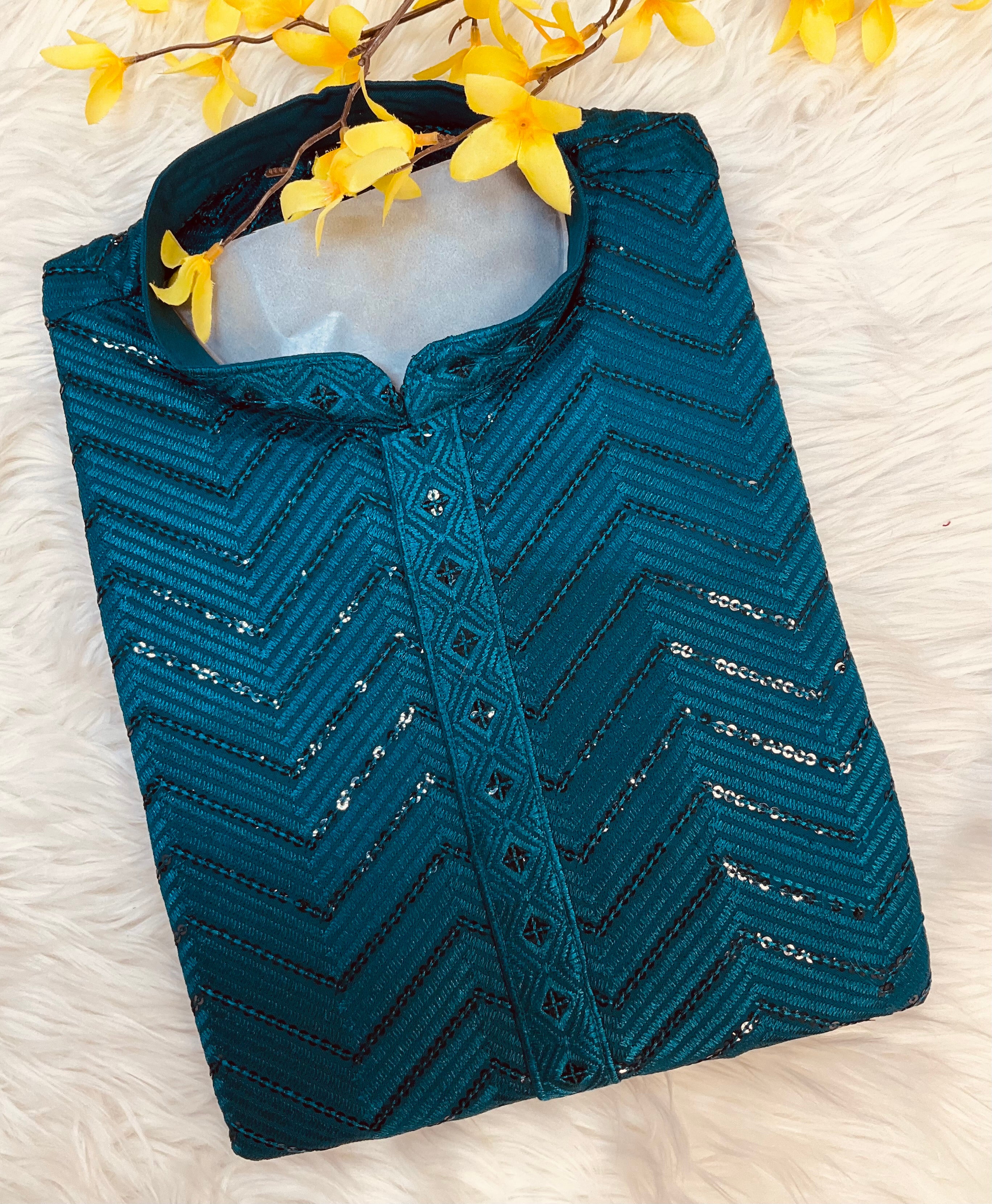 Party Wear Blue Shade Sequence Kurta Pajama sets