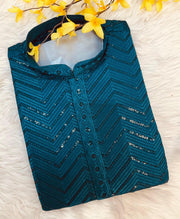 Party Wear Blue Shade Sequence Kurta Pajama sets