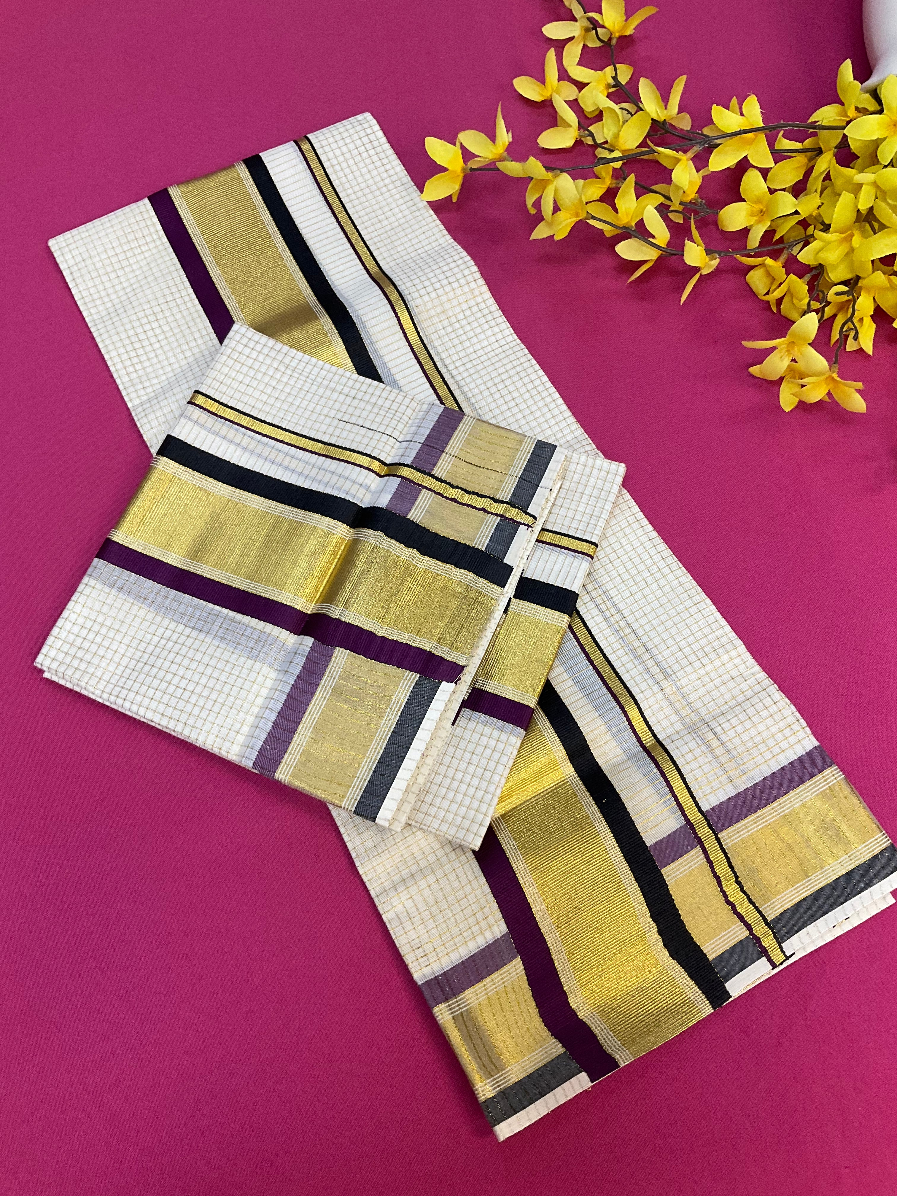 Kerala Checks Set Mundu Sarees
