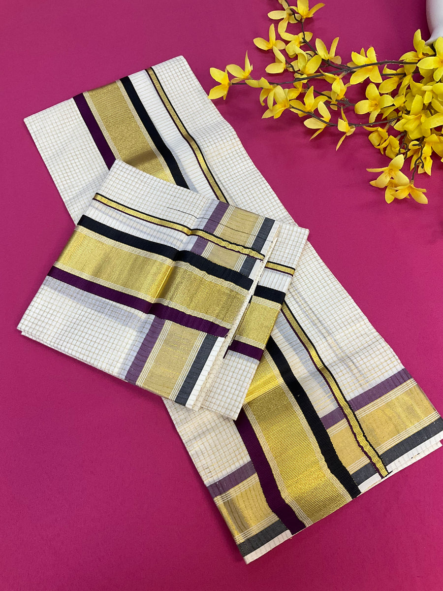 Kerala Checks Set Mundu Sarees
