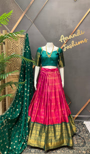 Semi Gadwal Silk Half saree/Lehenga set - Girls - Half Saree - Anandi Fashions