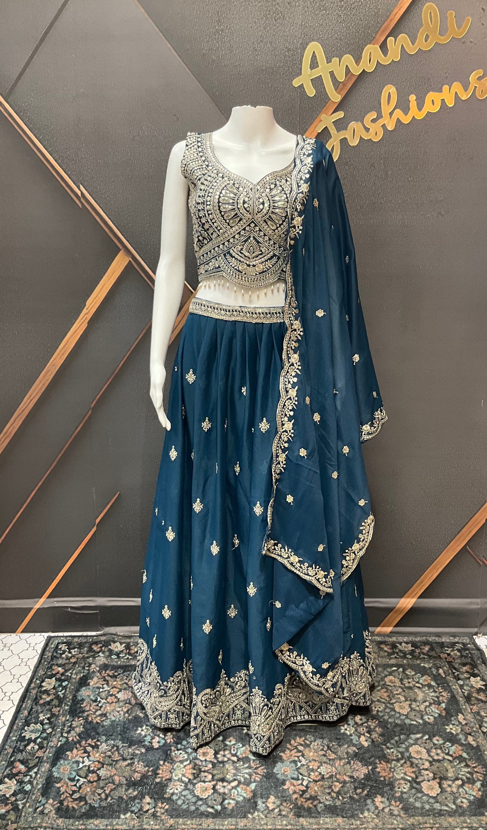 Party wear Teal Blue Lehenga set
