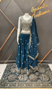 Party wear Teal Blue Lehenga set