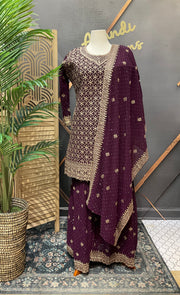 Plus Size - Party Wear Georgette Sharara Sets