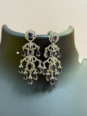 Dazzling Silver Earrings with Purple Stones