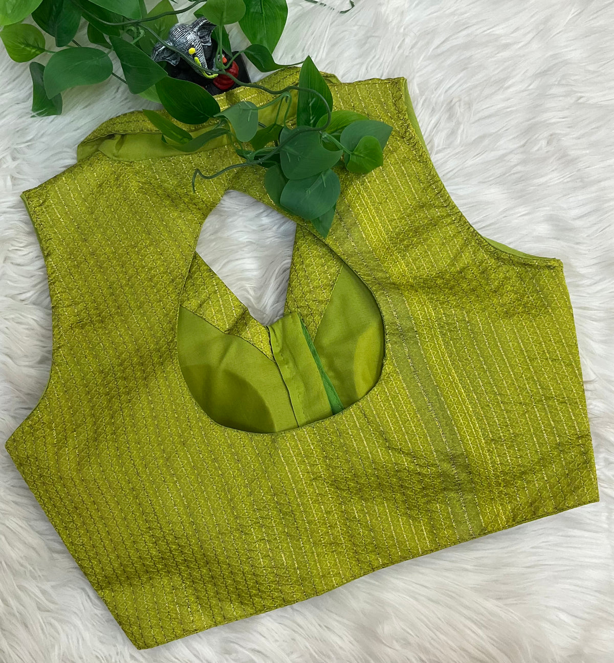 Green Color Neck Blouse - Size 38