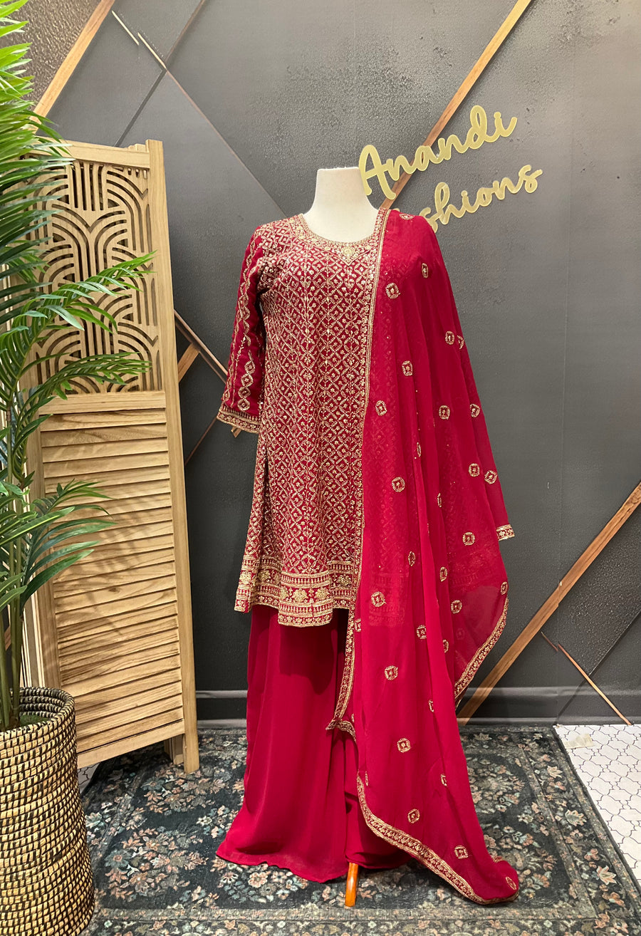 /Indian Xxl Pink Georgette Sharara Set