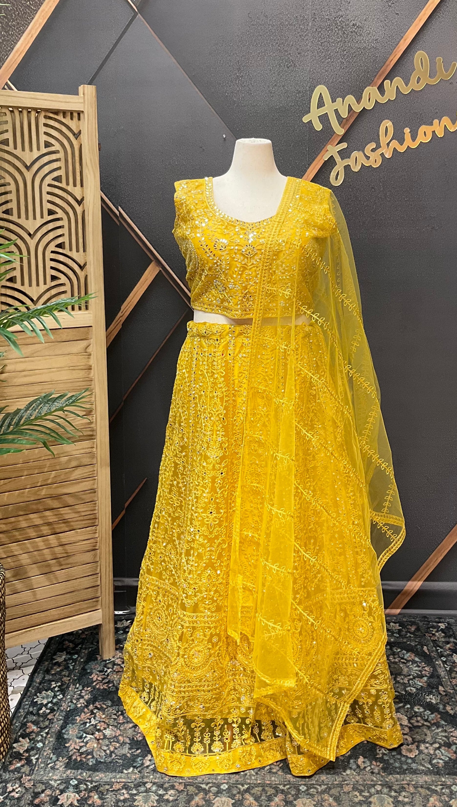 Yellow Plus Size Party Wear Lehanga set