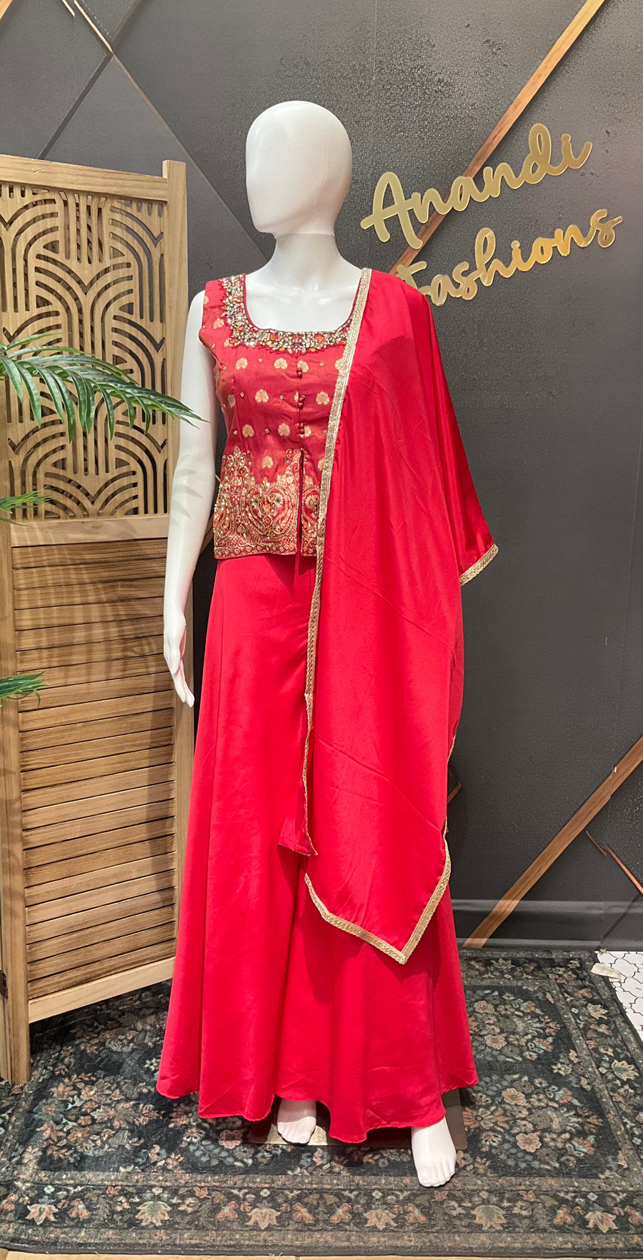 Indo Western Pink Party Wear Palazzo set