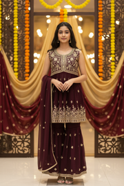 Teenage Girls - Wine Color Sharara set