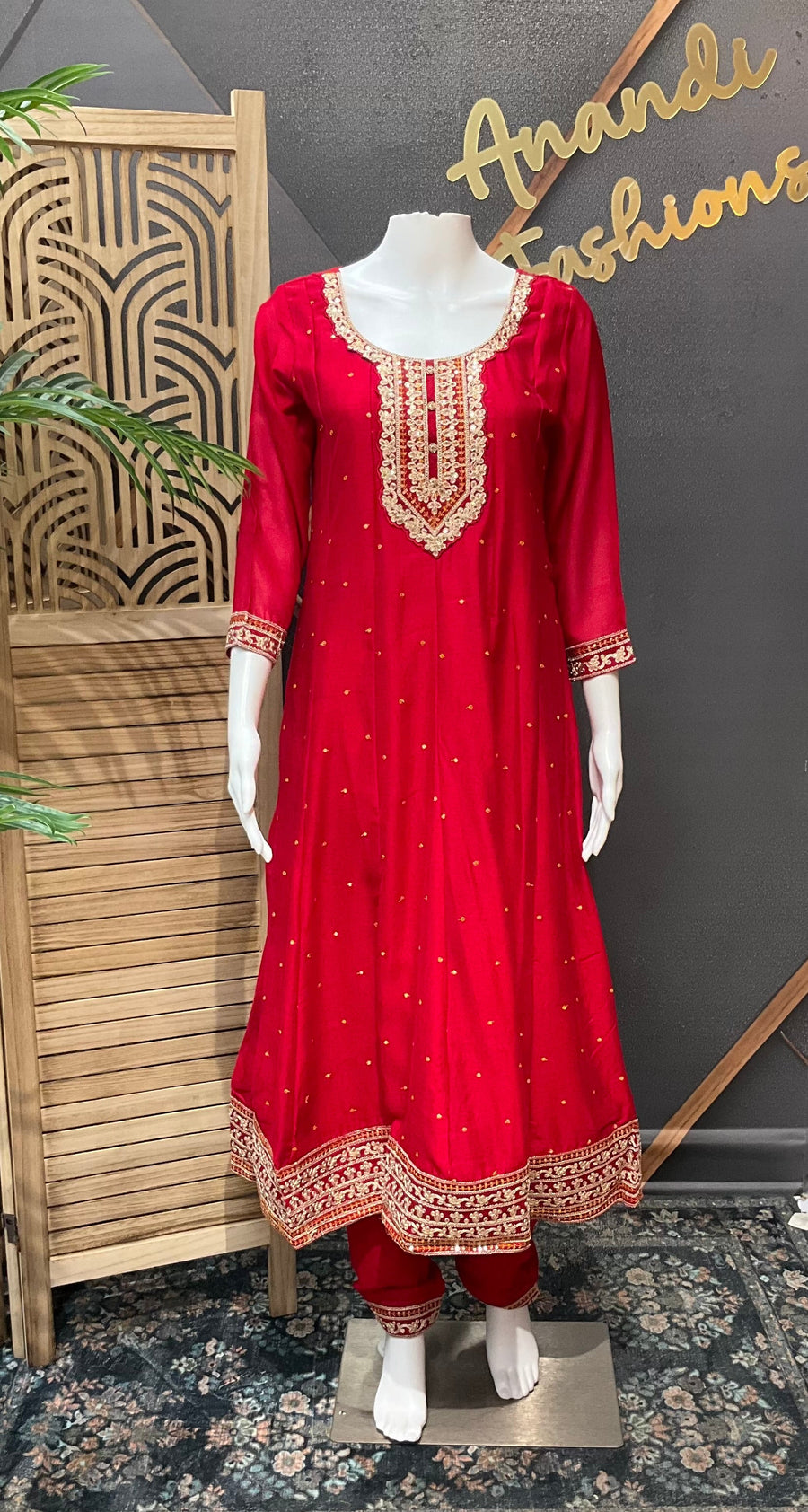 Red Anarkali Party Wear Kurti set