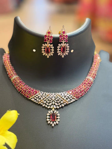 Ruby Stones- Party Wear CZ Necklace set