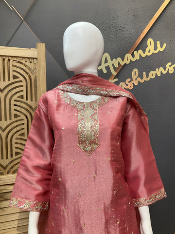 Size 44/Indian XXL - Party Wear Tissue Palazzo/Sharara set