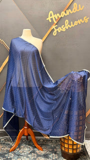 Satin Silk Dupattas with Silver Border
