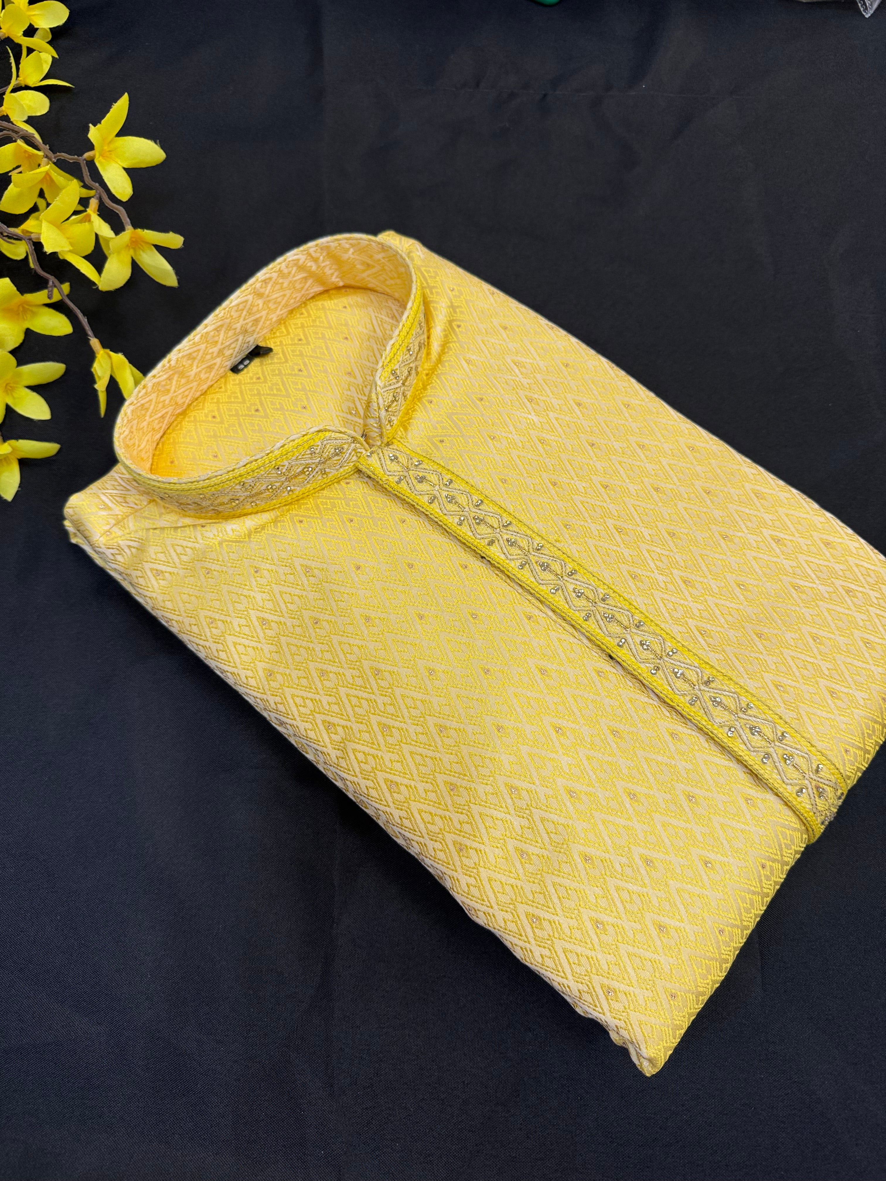 Premium Quality- Light Yellow Men’s Wear Kurta Set