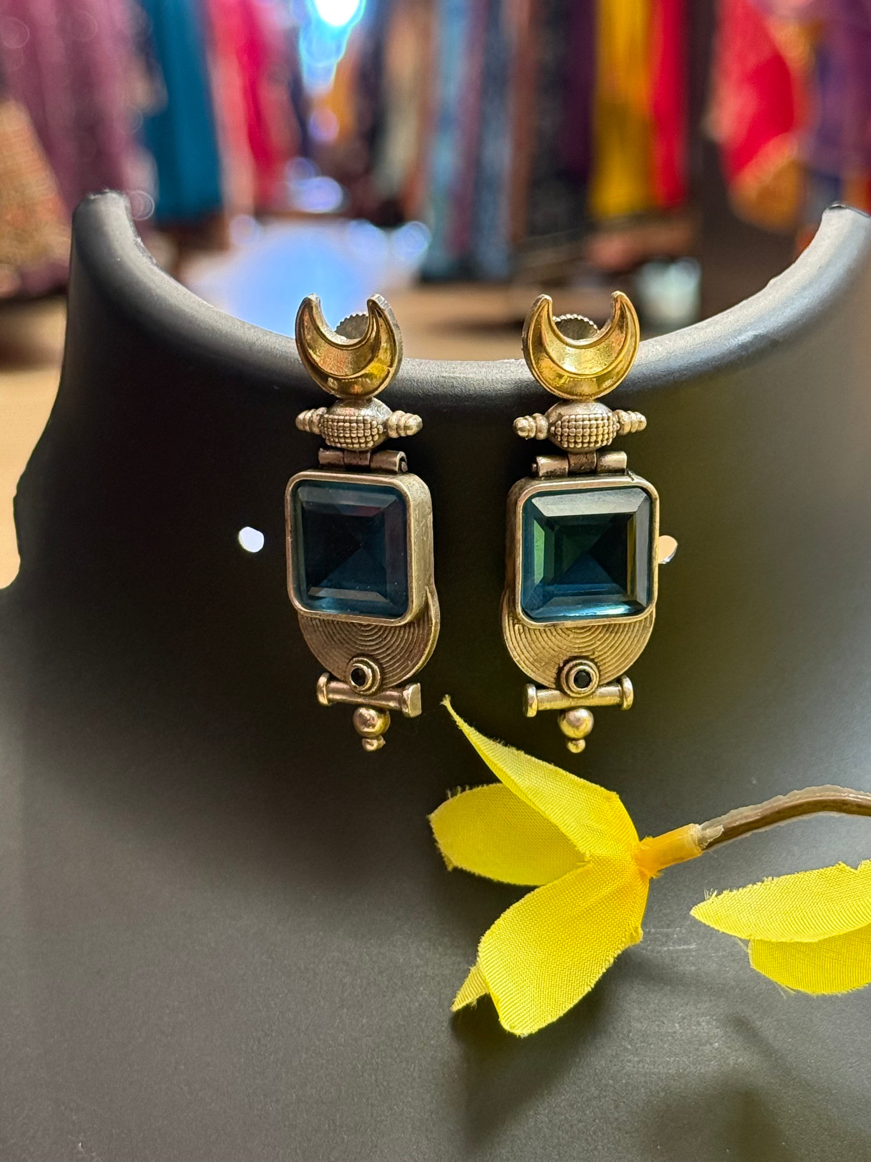 Dual Tone German Silver Earrings