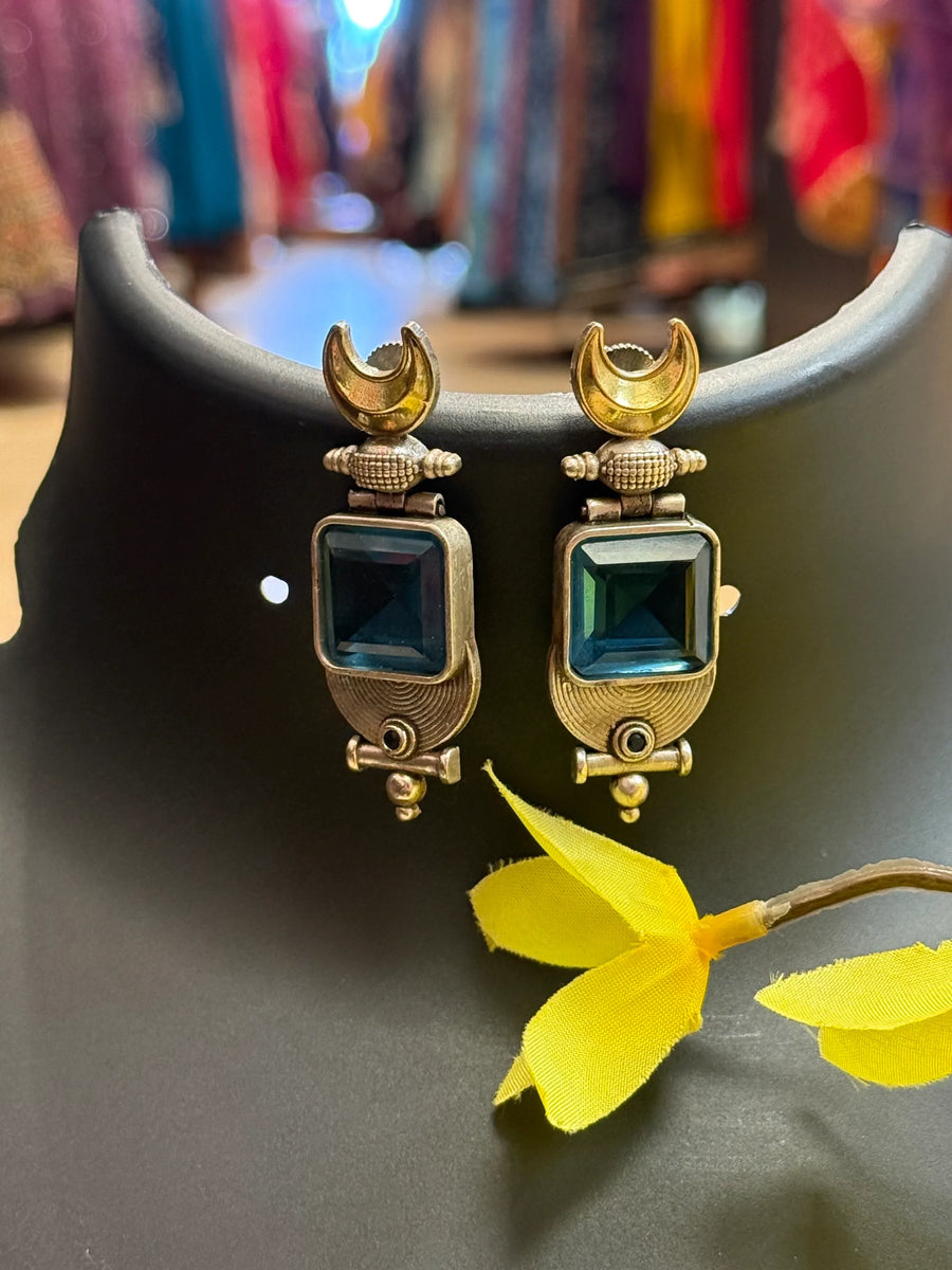 Dual Tone German Silver Earrings