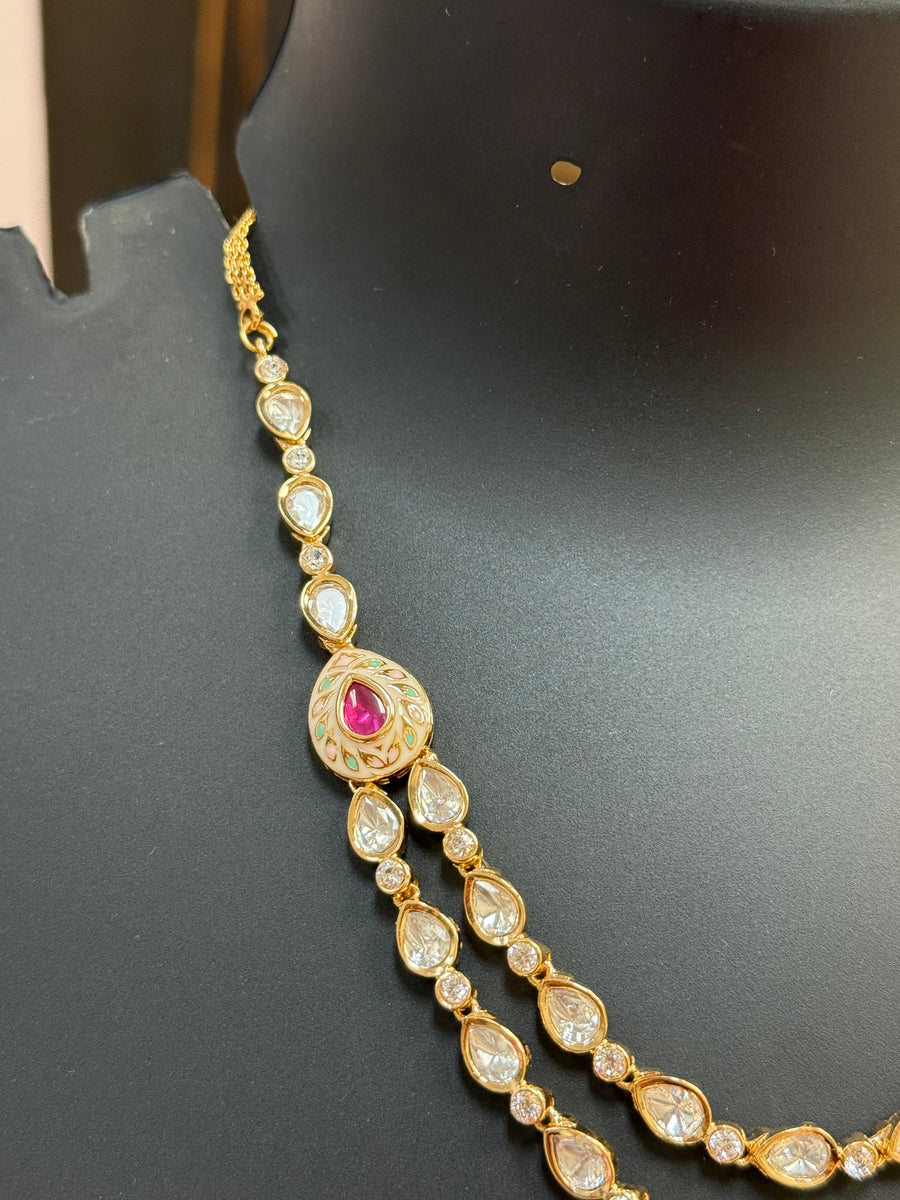 2 Line Kundan Necklace set