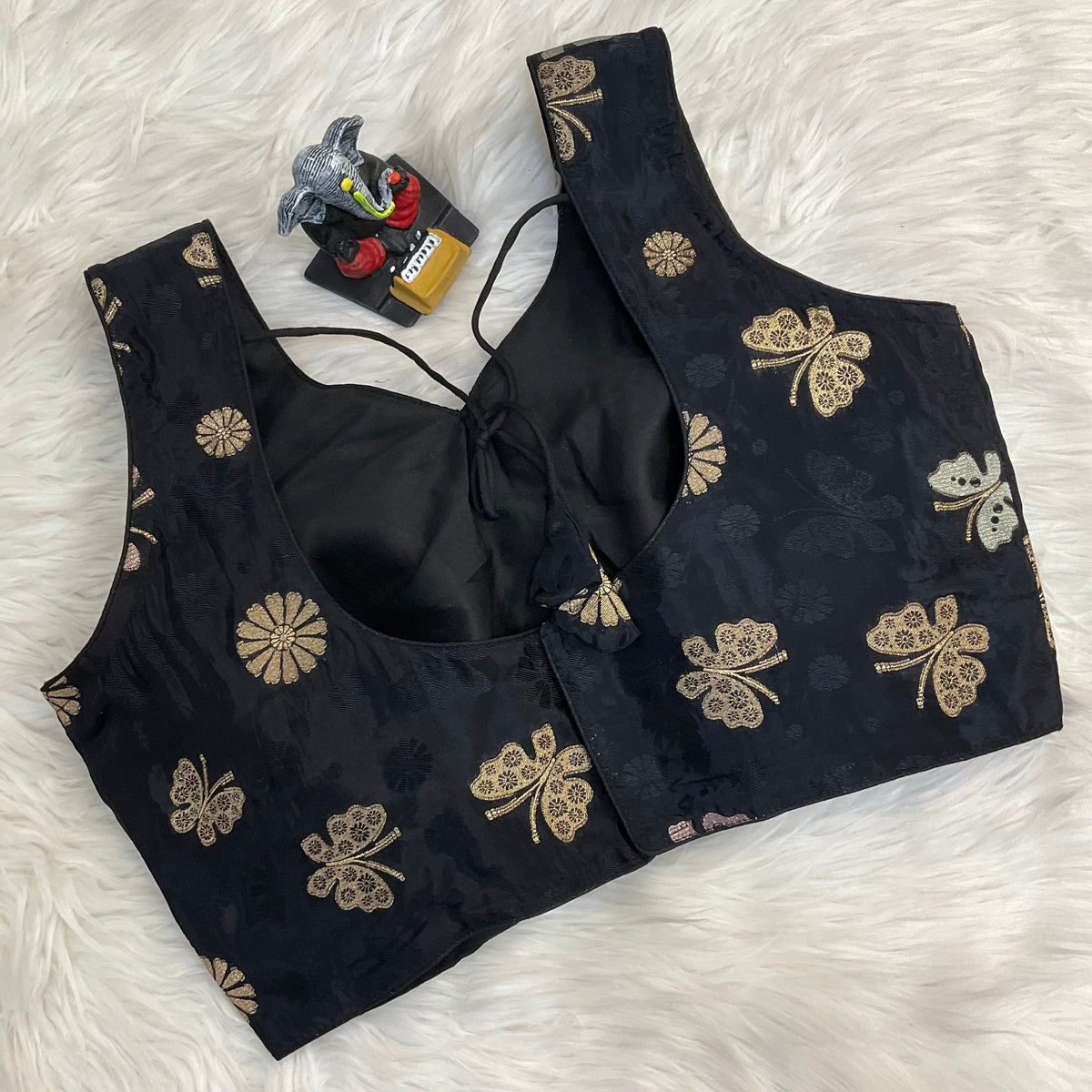 Crape Silk Black Blouse- Size 40