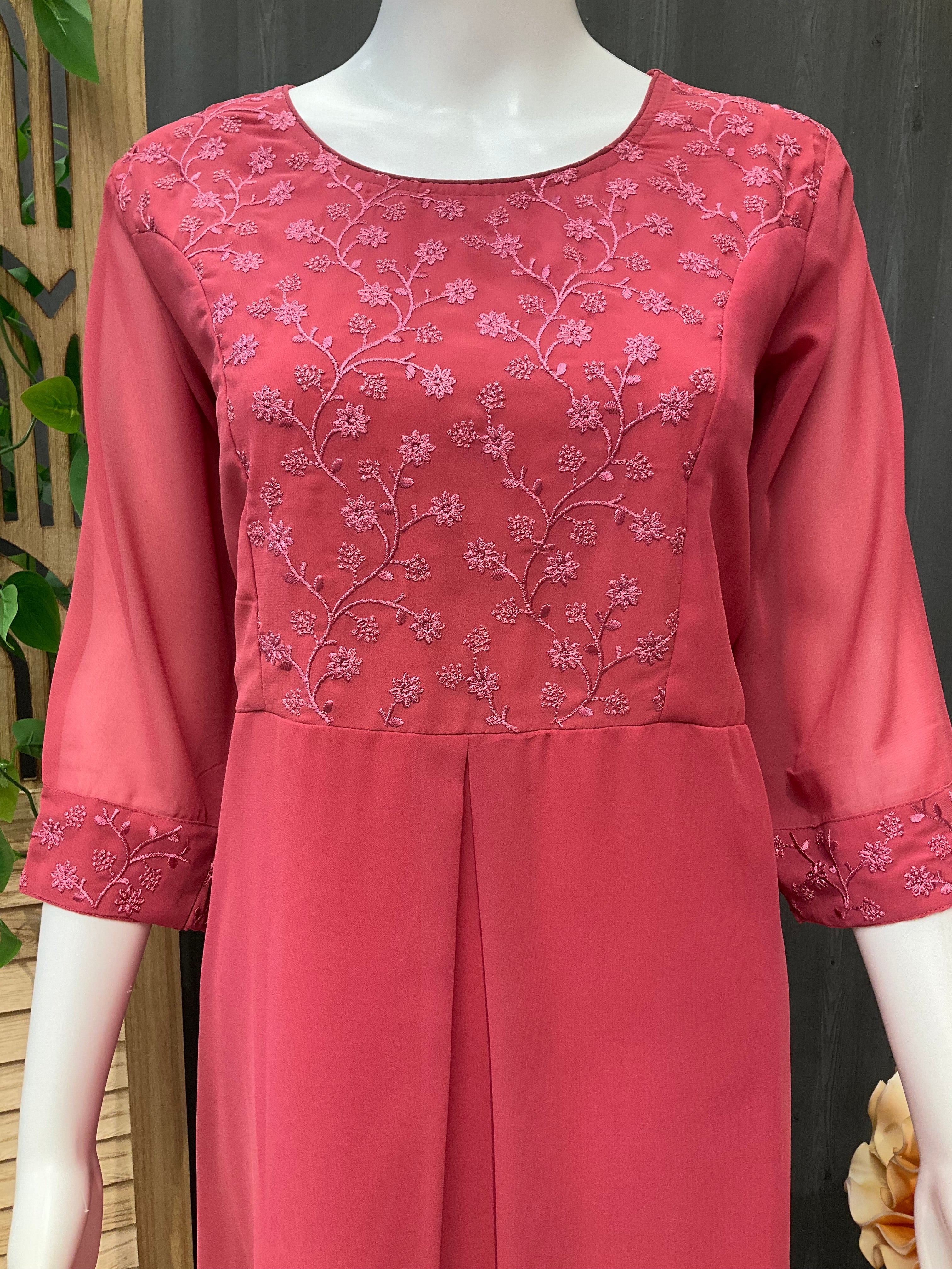 Size 44-Chiffon -Pink Frock/Kurti