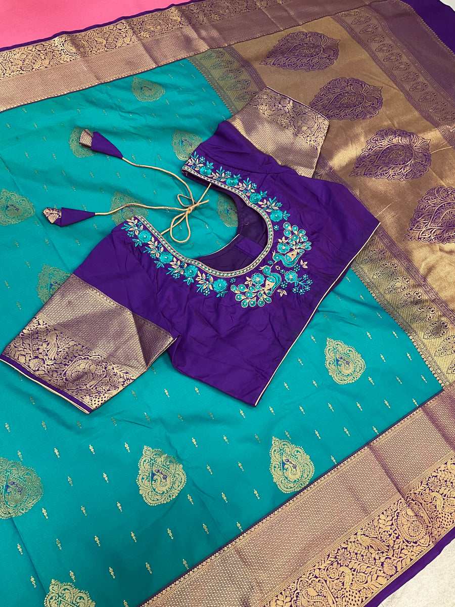 Vintage Semi Silk Kanjeevaram Saree with stitched Blouse