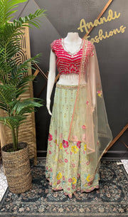 Georgette Lehenga Set with Floral Embroidery - Premium Party Wear