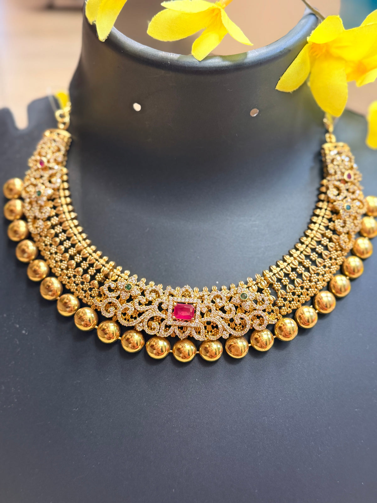 MattFinish Necklace Set with CZ Stones
