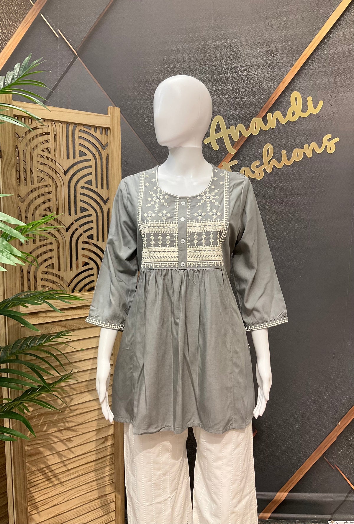 Gray - Rayon Short Kurti