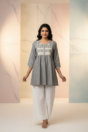 Grey Rayon Short Kurti