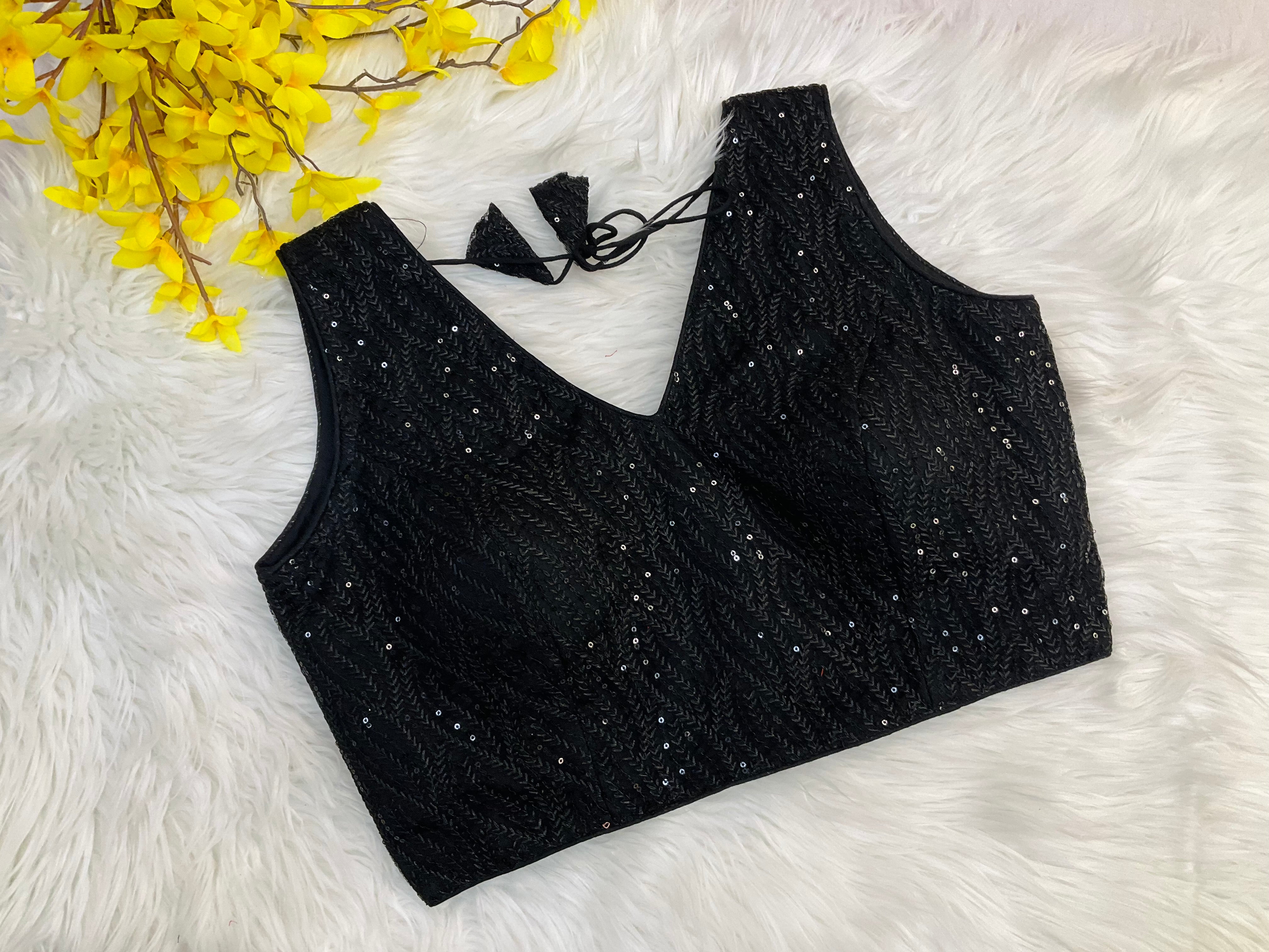 Size 38-Black sequence work blouse
