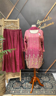 Pink Plus size Party Wear Palazzo set