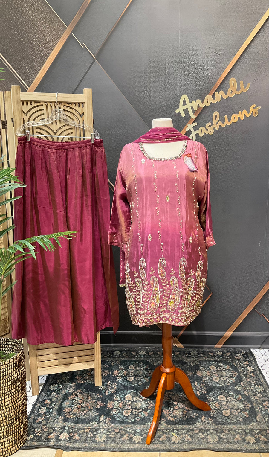 Pink Plus size Party Wear Palazzo set