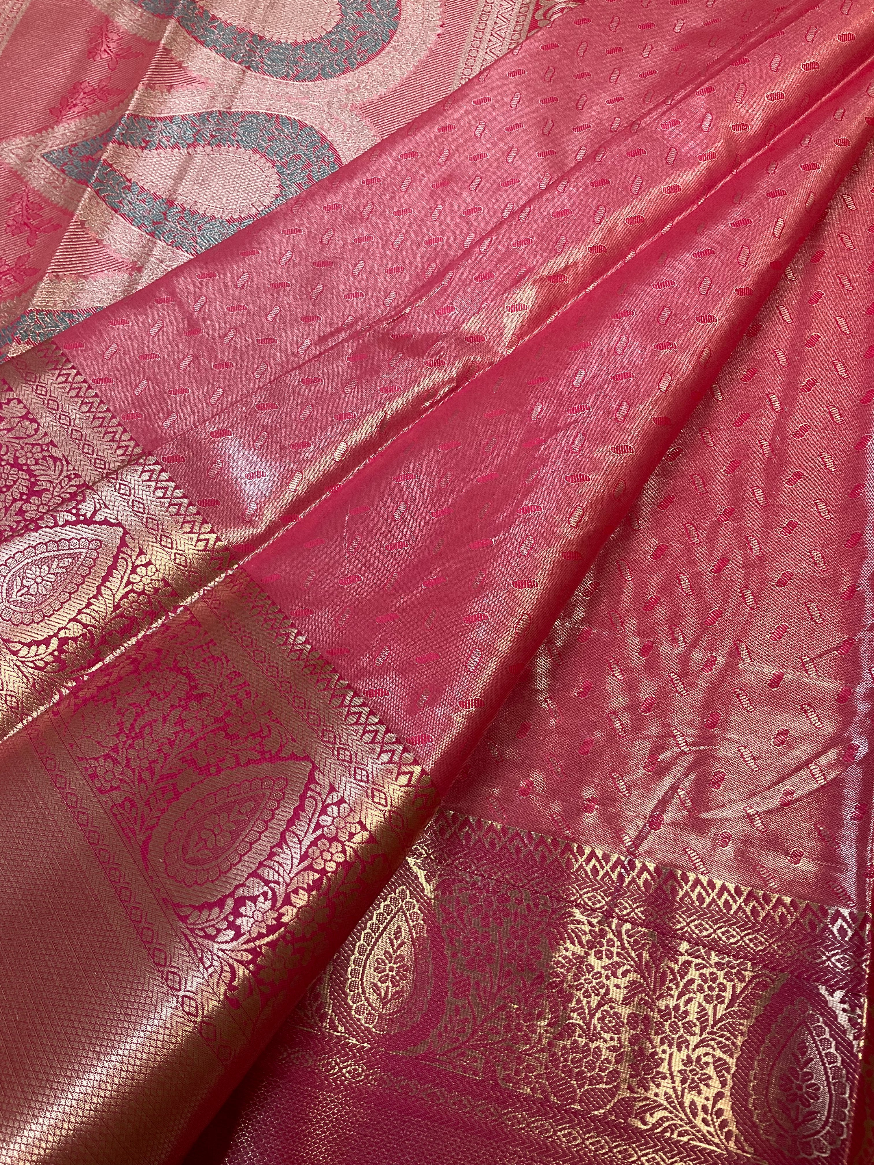 Semi Silk Kanjeevaram - allover Design Blue Saree