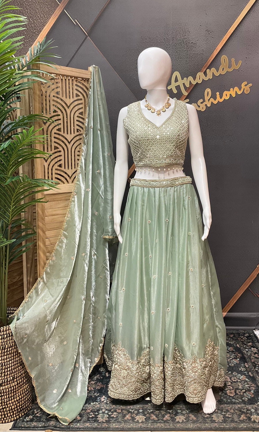 Pastel Green Party Wear Lehenga set