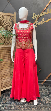 Indo Western Pink Party Wear Palazzo set