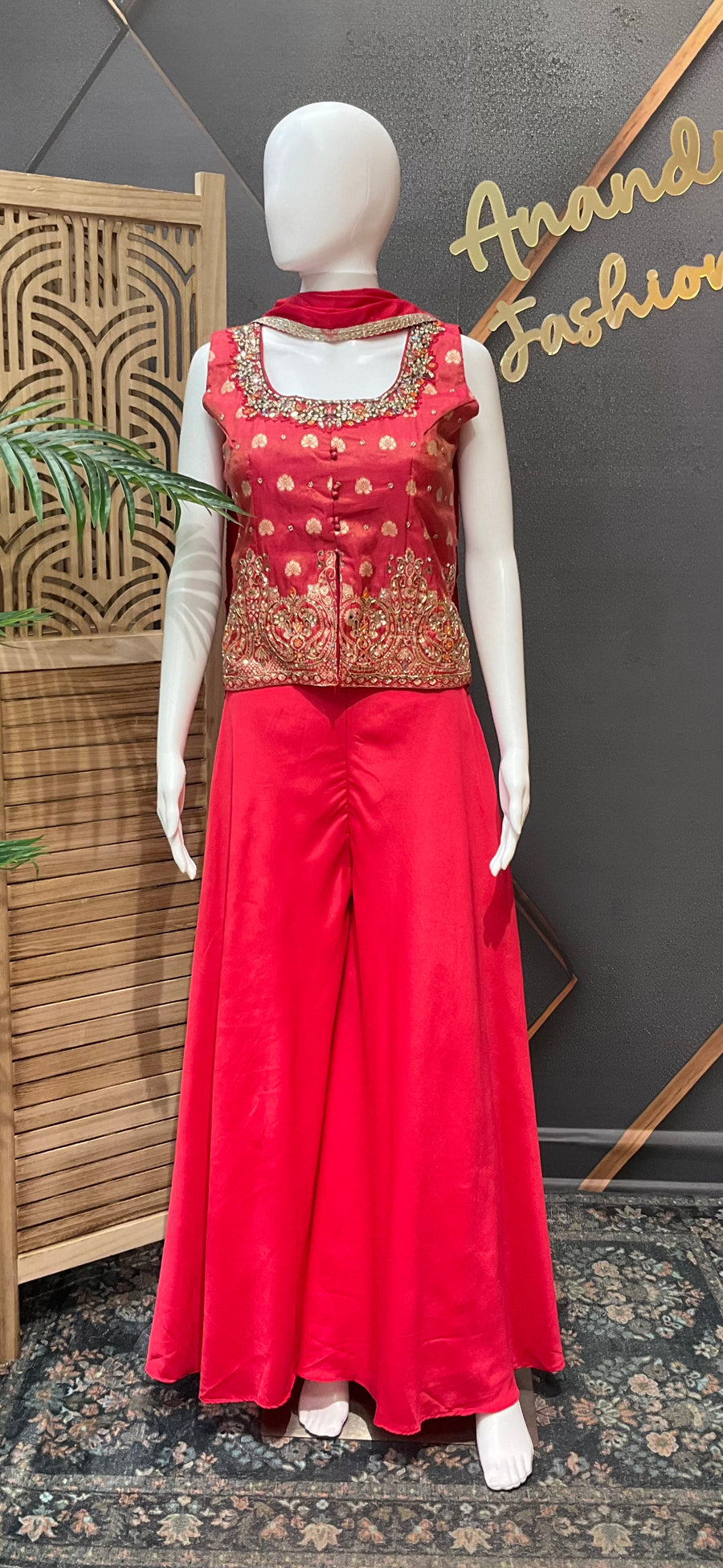 Indo Western Pink Party Wear Palazzo set