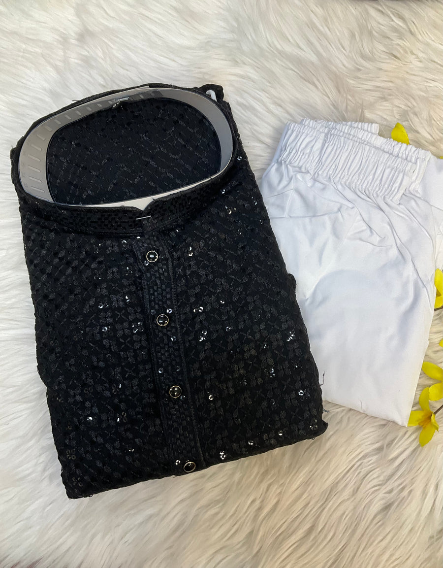 Black Rayon Chikankari Kurta sets