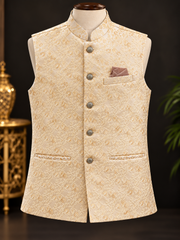 Men’s Gold Ethnic Vest only - Mens - Vest - Anandi Fashions