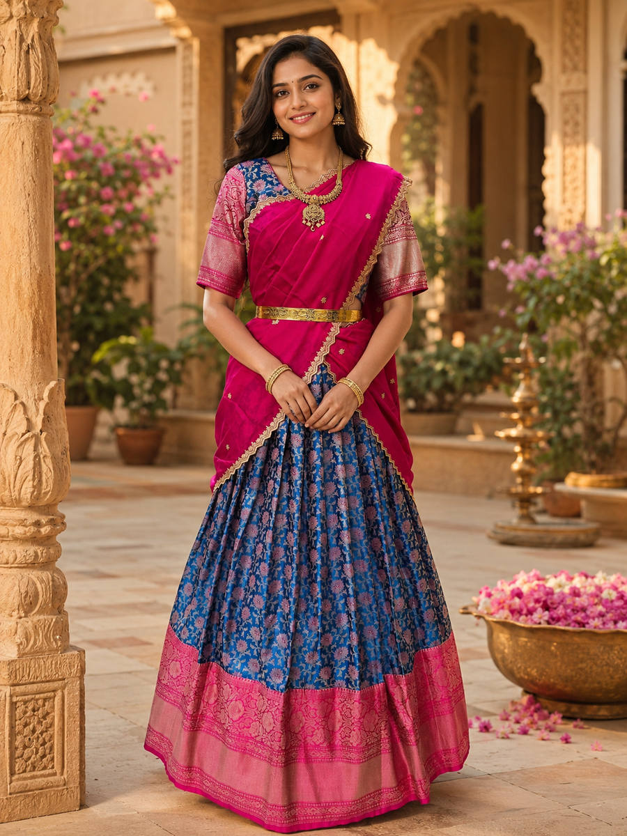 Teenage Girls Half Saree Set - Girls - Half Saree - Anandi Fashions