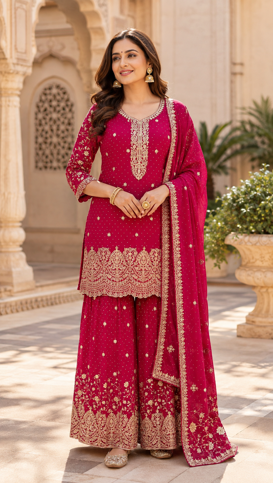 Plus Size Pink Party Wear Sharara set