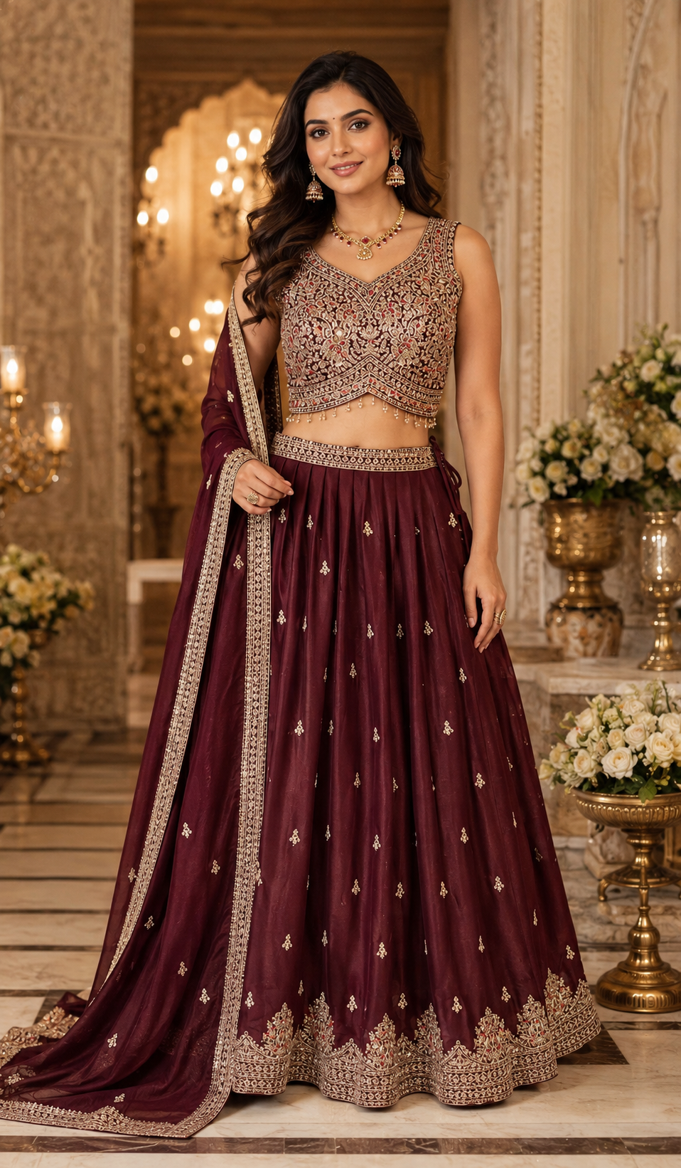 Maroon Party Wear Lehenga set