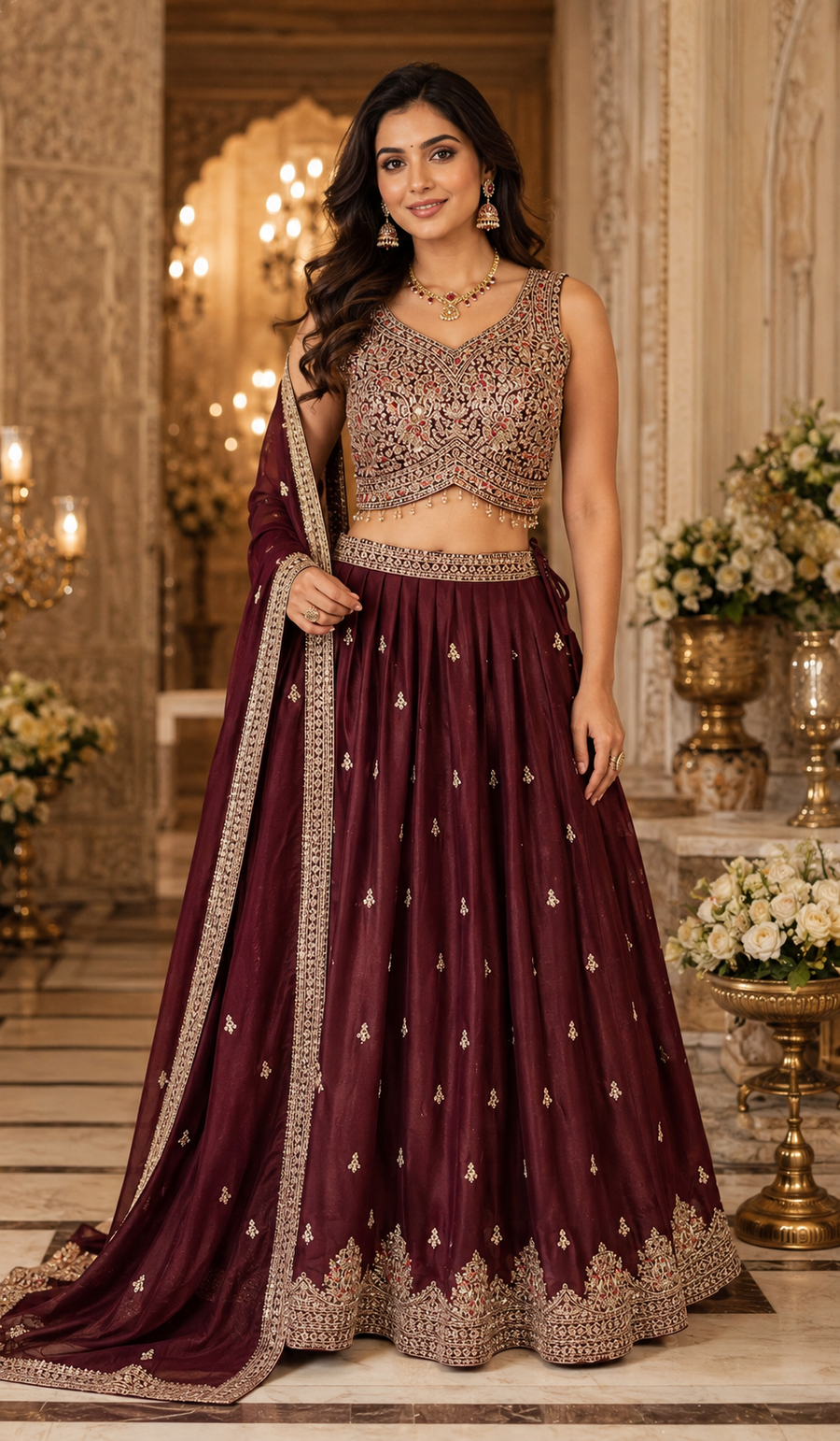 Maroon Party Wear Lehenga set