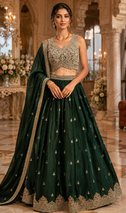 Green Party Wear Lehenga set