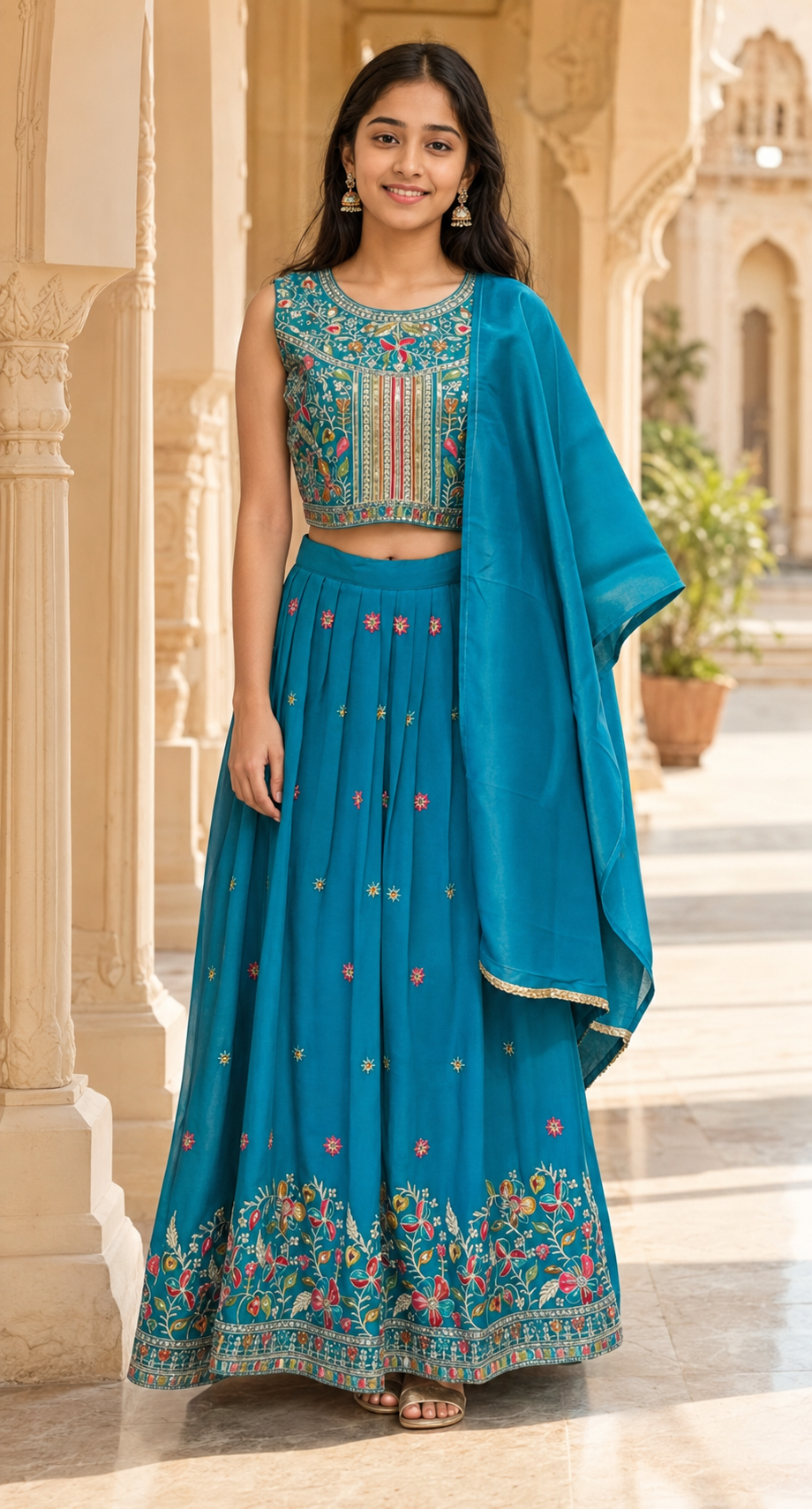 Blue Teenage Girls Lehenga set