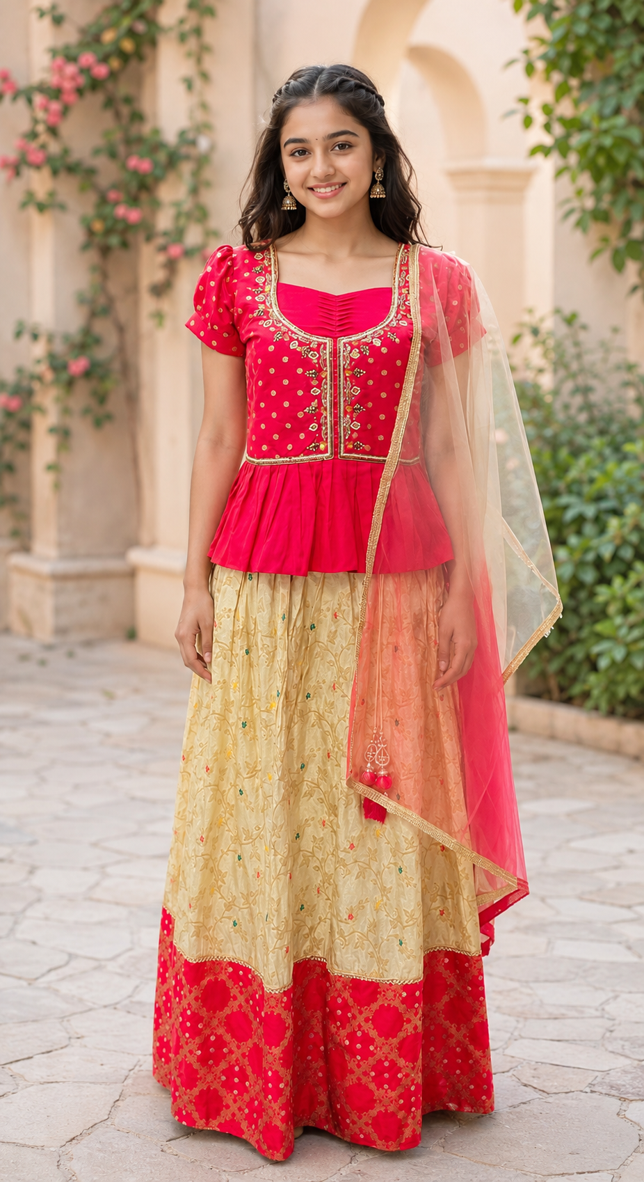 Pink Pattu Pavada set