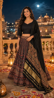 Women’s Dark Voilet Gajji Silk Garba Chaniya Choli Set