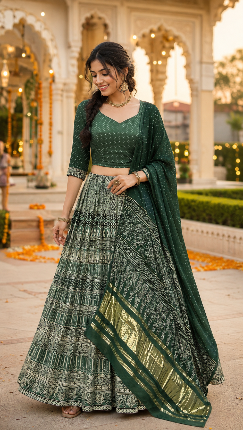 Women’s Green Gajji Silk Garba Chaniya Choli Collection