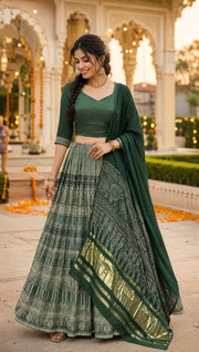 Women’s Green Gajji Silk Garba Chaniya Choli Collection