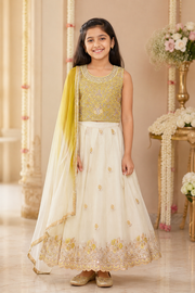 Toddler party Wear Green lehanga