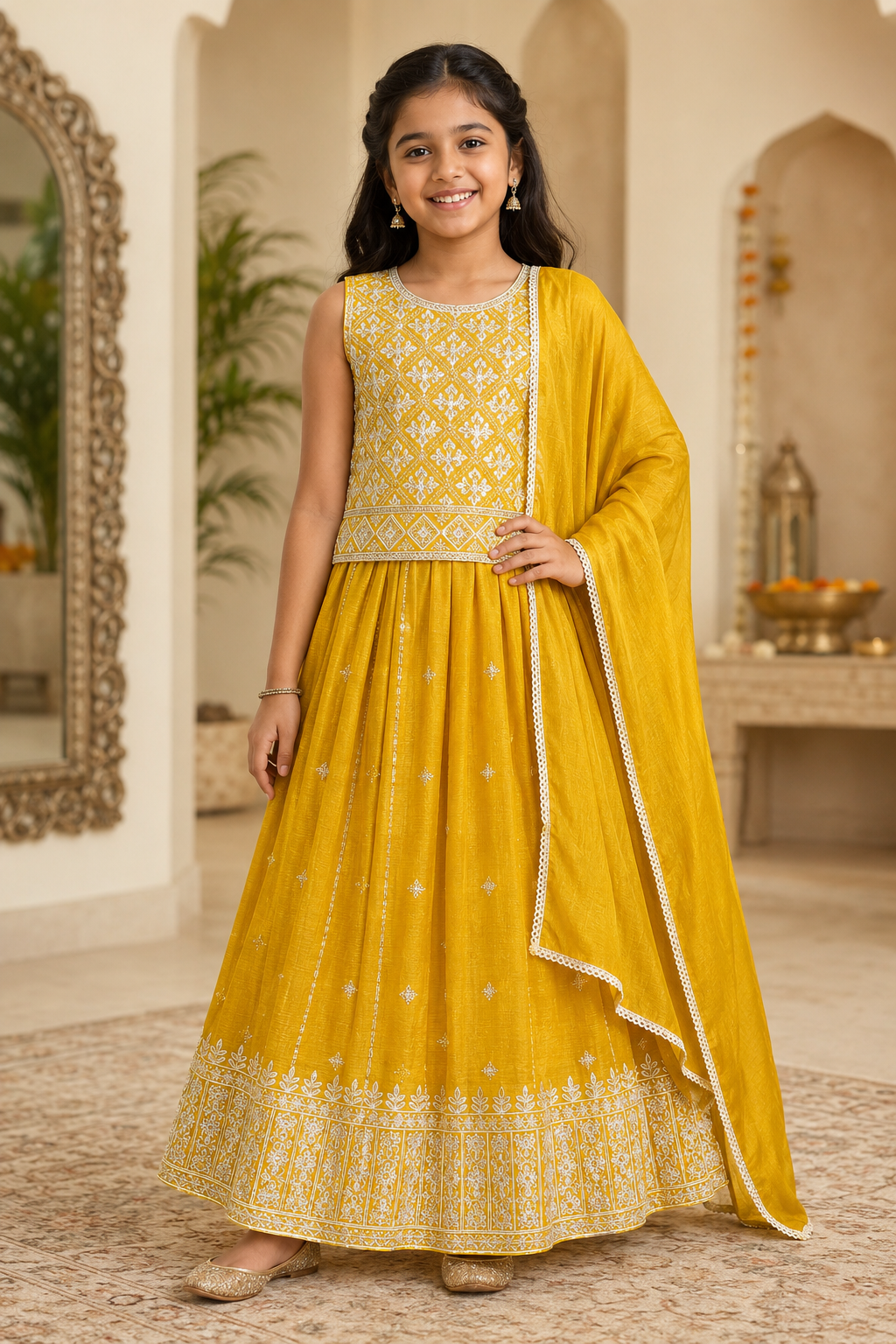 Girls Yellow Lehanga set